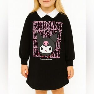Zara Sanrio Collab Kuromi Kids Black Shirt Dress with White Collar 10